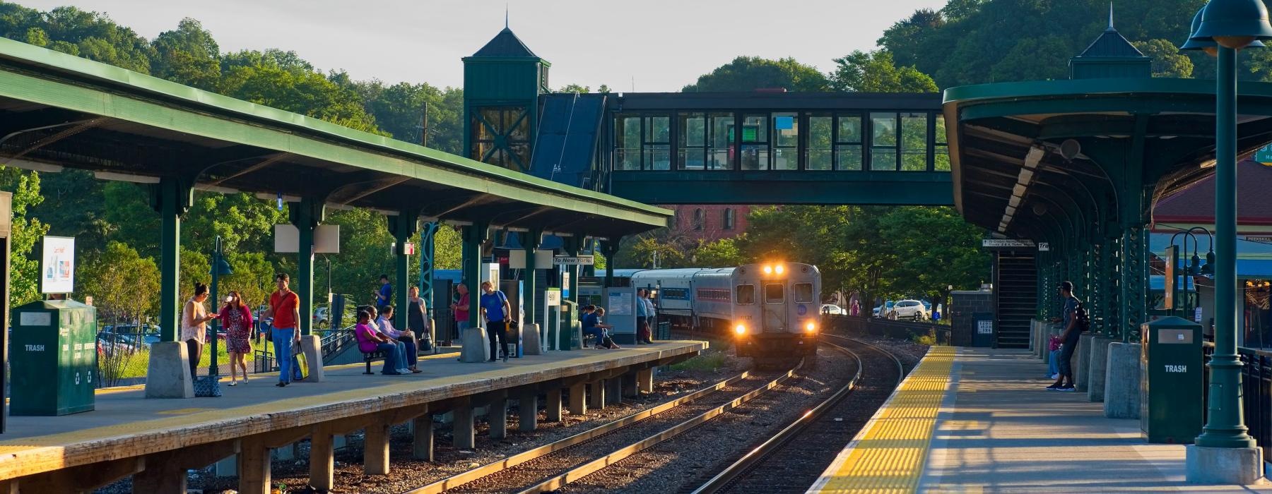 a train pulling into a station