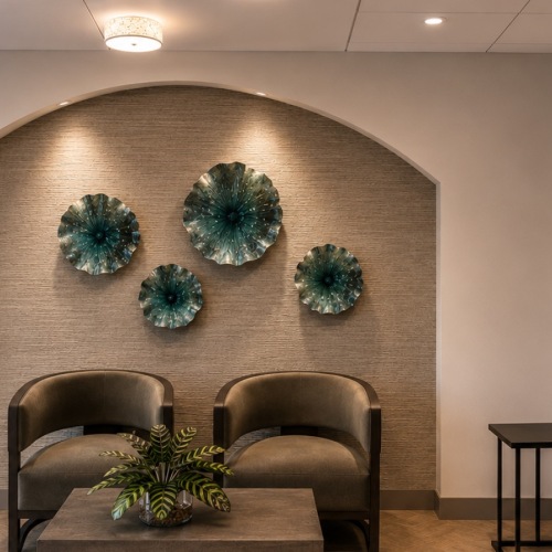 arched seating area with chairs